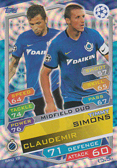 Claudemir / Timmy Simons Club Brugge 2016/17 Topps Match Attax CL Midfield Duo #BRU18